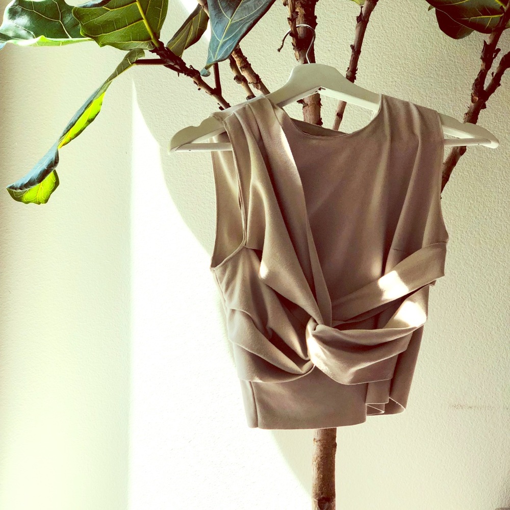 Zara crop top faux suede top w/asymmetrical wrap